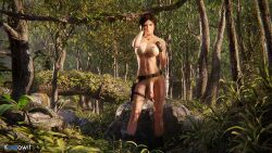 1futa 3d barely_clothed belt big_breasts blender blender_(software) casual flaccid flaccid_penis footwear forest forest_background futa_only futanari gloves handwear human jungle kassowit lara_croft lara_croft_(survivor) legwear looking_at_viewer navel navel_piercing pale_skin penis solo tactical_nudity tomb_raider tomb_raider_(survivor) tree trees video_games