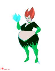 1girls bbw belly big_belly big_breasts breasts cleavage danny_phantom fat female mav_art overweight penelope_spectra red_hair solo_female thick_thighs wide_hips