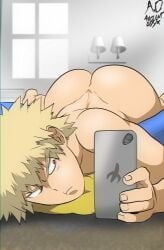 1boy 2022 ancient-onyx angry ass ass_focus ass_up big_butt blonde_hair blush butt gay katsuki_bakugou male male_only muscular muscular_male my_hero_academia nude pout red_eyes selfie solo solo_male spiky_hair yaoi