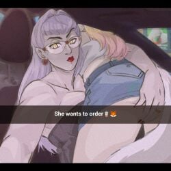 2girls ahri ass ass_focus big_ass bubble_ass bubble_butt clothing dat_ass evelynn female female_focus female_only groping_ass he_wants_to_order k/da_ahri k/da_evelynn k/da_series league_of_legends meme purple-tinted_eyewear selfie seraphim_(artist) snapchat succubus sunglasses tight_clothing tinted_eyewear yuri