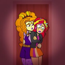 2girls adagio_dazzle after_kiss after_rape after_sex arms_crossed arms_folded colored_skin curly_hair distraught door equestria_girls eyelashes eyeshadow forced_shipping frantic green_eyes hand_on_hip implied_after_rape implied_after_sex implied_rape implied_sexual_assault kiss_mark large_hair lipstick_mark long_hair multicolored_clothing my_little_pony necklace orange_hair purple_eyes purple_lipstick rape red_and_yellow_hair saliva scared sexual_assault shaking shippart skirt sunset_shimmer traumatized yellow_skin yuri