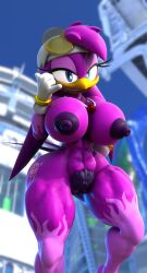 1girls 3d abs anthro big_breasts breasts diag34k glasses hair muscular_female naked nipples pubic_hair smile solo_female sonic_(series) sonic_the_hedgehog_(series) source_filmmaker tattoo thick_thighs wave_the_swallow