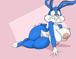 anthro big_breasts breasts buster_bunny curvy_figure female hi_res moneyhustard96 rule_63 surprised_expression tiny_toon_adventures voluptuous warner_brothers