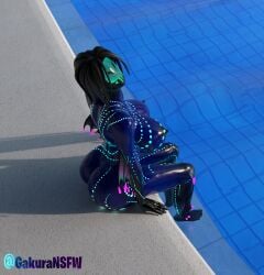 1girls 3d ass athletic_female big_breasts big_butt blender blue_skin breasts butt feet_in_water female female_only fortnite fortnite:_battle_royale gakuransfw glowing_skin looking_at_viewer mariana_(fortnite) monster_girl nipples pool relaxing sitting solo thick_female thick_thighs