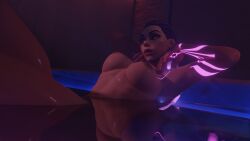 breasts dark_skin female glowing_eyes reflection reyna_(valorant) riot_games tattoo valorant