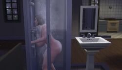 1girls 3d big_ass big_breasts dildo dildo_in_pussy female_masturbation fit_female fitness_model game_mod muscular_female muscular_thighs shay_taylor_(sims_4) shower_masturbation the_sims_4 thick_thighs