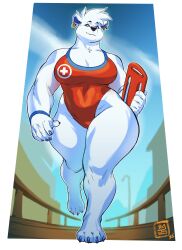 anthro big_breasts breasts clothing female lifeguard rayjayes rescue_buoy swimwear tagme thick_thighs