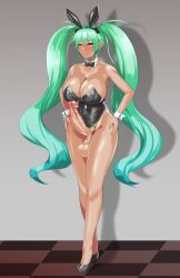 1futa balls big_balls big_breasts big_penis blush breasts bunny_ears bunnysuit clothed clothing erect_penis erection fujidmc12 futa_only futanari hatsune_miku huge_cock human light-skinned_futanari light_skin long_hair partially_clothed penis solo solo_futa standing testicles vocaloid