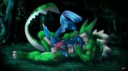 69 anal belt big_ear blue cum dragon furry furry_only gay green male messy muscles no_humans oral outside penis rimming scalie sheer_(artist) size_difference