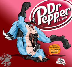 anal anal_insertion anal_sex anus autofellatio balls bottle canine canine_penis cum dr._pepper fellatio furry insertion looking_at_viewer male male_only oral penetration penis solo the_glass_jaw_boxer tongue wuffamute