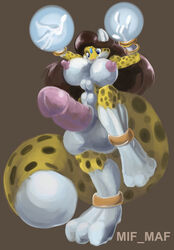 1futa 2006 anklet anthro balls blue_eyes bracelet breasts brown_hair deity feline fur furry futa_only futanari goddess hair huge_breasts huge_tail hyper hyper_balls hyper_penis intersex jewelry leopard long_hair mammal mifmaf nude penis solo tail