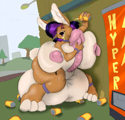 1futa 2007 anthro autopaizuri balls breasts closed_eyes fur furry futa_only futanari hyper hyper_balls hyper_breasts hyper_penis intersex lagomorph mifmaf paizuri penis purple_hair rabbit soda solo vending_machine