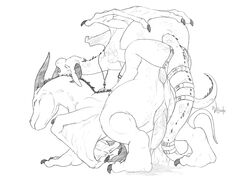 anal cum dildo dragon female feral male necrodrone necrodrone_(character) pegging penis scalie sex_toy size_difference strap-on