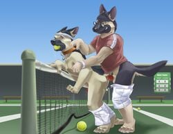 2008 anal anal_sex ball balls canine collar color cum day from_behind fur furry furry_only gay german_shepherd glasses headband keto knot male no_humans nude outdoors pants pants_down penetration penis sex side_view sports tail tennis tennis_ball tennis_ball_drewl_shirtless