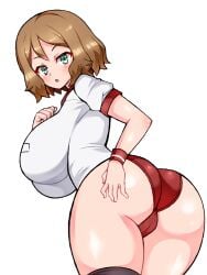 1girls 2022 :o alternate_eye_color ass blonde_hair bloomers breasts buruma cameltoe chro female green_eyes gym_clothes gym_uniform hips huge_ass huge_breasts large_breasts looking_at_viewer nintendo pokemon pokemon_xy serena_(pokemon) short_hair slim_waist thick_thighs thighs wide_hips