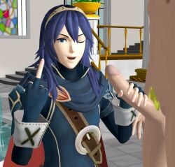 3d artist_request female fire_emblem fire_emblem_awakening handjob lucina_(fire_emblem) male middle_finger nintendo source_request xnalara