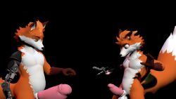 3d_(artwork) anthro big_penis canid canine digital_media_(artwork) duo fox genitals hi_res huge_cock humanoid hyper hyper_genitalia hyper_penis justin_arcmoore_(timejumpingfox) male male/male mammal penis size_difference slightly_chubby source_filmmaker timejumpingfox