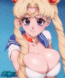 <3 1girls 2023 alternate_breast_size big_breasts bishoujo_senshi_sailor_moon biting_lip biting_own_lip blonde blonde_hair blush blushing breasts bursting_breasts choker cleavage cleavage_overflow clothing curvaceous deep_skin earrings female female_focus female_only hair_ornament heart heart-shaped_pupils heart_eyes hi_res high_resolution highres huge_breasts jay-marvel large_breasts light-skinned_female light_skin lip_biting meme overflowing_breasts redraw retro retro_artstyle revision sailor_moon sailor_moon_redraw_challenge sailor_senshi_uniform sailor_uniform skindentation solo solo_female solo_focus superheroine tiara twintails usagi_tsukino voluptuous