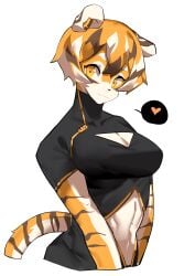 1girls anthro arknights aspirindabaitu big_breasts breasts female heart mx99926 orange_eyes smile smug solo solo_female spoken_heart tagme tiger tiger_girl waai_fu_(arknights)