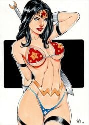 1girls 2020 amazon big_breasts bikini black_hair blue_eyes blue_thong dc dc_comics diana_prince ed_benes_studio erect_nipples female female_only fit_female latex_bra long_hair looking_at_viewer red_lipstick smiling solo solo_female solo_focus superheroine swimsuit sword tagme thong thong_bikini tiara vagner_fernandes voluptuous wonder_woman wonder_woman_(series)