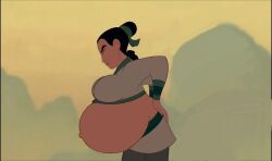 1girls asian asian_female belly big_belly big_breasts breasts disney disney_princess edit fa_mulan female hyper_belly jtng23 mulan pregnant screenshot_edit