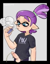 clothed inkling inkling_boy male_only marijuana oc original original_character peeing penis roachtoon smoking smoking_weed solo splatoon urine