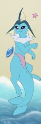 1:3 absurd_res animal_genitalia animal_penis anus blue_body canid canine cetacean_penis colored digital_drawing_(artwork) digital_media_(artwork) eeveelution erection feral fin flat_colors generation_1_pokemon genital_slit genitals hi_res looking_at_viewer male male_only male_vaporeon mammal membrane_(anatomy) nintendo nude penile penis pokemon pokemon_(species) scalie shaded signature simple_background slit smile solo tapering_penis tentacle_penis text unfinished url vaporeon video_games webbed_feet