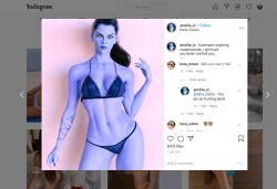 1girls 3d comments english_text female female_only funny humor instagram looking_at_viewer overwatch panties purple_skin rohancreates roleplay solo tattoo tracer underwear widowmaker yellow_eyes yuri