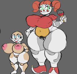 2girls baby_(fnafsl) bidybab big_ass big_breasts chubby circus_baby circus_baby_(fnaf) clown clown_girl cumlord cumlord_(artist) five_nights_at_freddy's five_nights_at_freddy's:_sister_location fnaf green_eyes hairy_pussy just_coffee multiple_girls pubes pubic_hair red_hair robot robot_girl shortstack thick_thighs twintails