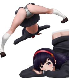 1girls arm_rest ass athena_asamiya black_serafuku black_skirt blush breasts brown_footwear female female_only hair_ornament hairband hi_res jack-o'_challenge king_of_fighters knee_socks kneehighs kneesocks long_hair looking_at_viewer meme multiple_views neckerchief panties pleated_skirt psycho_soldier purple_hair red_hairband red_neckerchief satin satin_panties school_uniform schoolgirl schoolgirl_uniform seifuku serafuku shirt simple_background skirt smile snk socks star_(symbol) tama_(seiga46239239) tama_(tamago) top-down_bottom-up underwear white_background white_panties white_socks