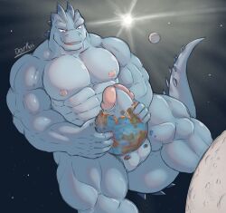 2021 abs anthro biceps big_penis darkai destruction erection genitals holding_planet huge_cock hyper hyper_genitalia hyper_penis macro male muscular muscular_anthro muscular_male muscular_thighs pecs penis planet_destruction planet_penetration planetary_macro solo terra_macro universe