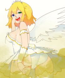 13o 1girls angel angel_wings blonde_hair fart fart_fetish farting female female_only gas heterochromia holding_nose looking_at_viewer looking_back ryouna_(senran_kagura) senran_kagura smell solo solo_female stinky tiara upskirt white_background white_dress white_panties