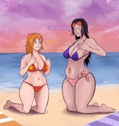 ass_expansion beach breast_expansion expansion expansion_sequence female female_only growth_sequence lactation nami nico_robin one_piece post-timeskip stinkycokie