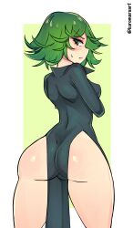 1girls ass back_view big_ass big_butt breasts female female_focus female_only fully_clothed green_eyes green_hair huge_ass kuromaruart light-skinned_female light_skin looking_back one-punch_man shiny_skin small_breasts smaller_female solo solo_female solo_focus standing tatsumaki thick_thighs thighs