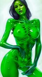 1girls absurd_res ai_assisted ai_generated ai_hands black_hair body_horror bone breasts character_request copyright_request dekkernsfw female goo_creature green_body green_skin green_slime hair hi_res humanoid medium_breasts nightmare_waifu nipples nude skeleton slime slime_girl solo stable_diffusion thick_thighs visible_ribs