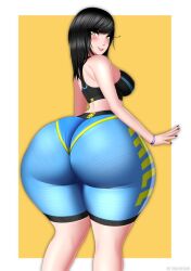 1girls ass ass_bigger_than_head big_ass big_thighs black_fingernails black_hair bottom_heavy breasts child_bearing_hips fat_ass fat_thighs huge_ass large_ass massive_ass pear_shaped pear_shaped_female shorts sports_bra sportswear tagme thethighmessiah thick_thighs tight_clothing tight_fit tight_shorts wide_hips yellow_eyes