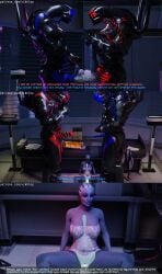 3d 3d_(artwork) alien asari big_ass big_breasts big_penis blender comic comic_page domination geth_prime glowing_cum liara_t'soni lingerie mass_effect original_character robot size_difference spitroast vikhlop x-ray