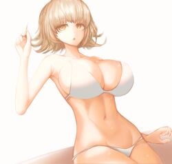 bikini bikini_bottom bikini_top breasts cleavage danganronpa danganronpa_2:_goodbye_despair female_only geulimykun_(skbyunea413) large_breasts nanami_chiaki skimpy_bikini straight_hair super_danganronpa_2 white_bikini