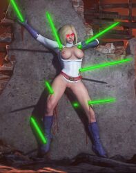 1girls 3d bad_end bleeding clouclousfm dc dc_comics defeated defeated_superheroine defiant doomed_superheroine dying futile_resistance guro helpless impaled kryptonite mortal_agony no_escape power_girl superheroine torn_costume torture tragic_fate writhing_in_agony