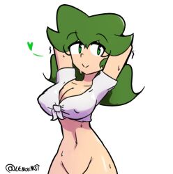 bottomless breasts female female_only green_eyes green_hair lenoxmst medley_(lenoxmst) solo tagme