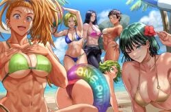 6+girls abs all_fours armpits arms_up asami_(one-punch_man) ass ball bandage_on_face bandages bare_shoulders beach beachball belly belly_button big_breasts bikini black_hair blonde_hair blue_bikini blue_eyes blue_sky blush bob_cut bodysuit breasts brown_hair busty butt captain_mizuki cleavage cloud cloudy_sky daraz18aka dark_green_hair diving_suit earrings eye_contact eyelashes female female_focus female_only fit fit_female flower flower_in_hair front_view fubuki_(one-punch_man) gold_bikini gold_choker green_bikini green_eyes green_hair hair_flower hair_ornament hands_on_breasts hands_on_chest hands_on_own_chest heroine high_ponytail highres hips innertube jewelry large_breasts legs light-skinned_female light_skin lips lipstick long_hair looking_at_viewer medium_hair midriff multiple_girls muscular muscular_female navel noria_(one-punch_man) one-punch_man one_eye_closed open_mouth orange_hair outdoors palm_tree pink_bikini ponytail purple_eyes red_bikini red_hair sand shiny_skin short_hair skin_tight sky slim slim_waist smile smiling smiling_at_viewer smirk stomach suiko_(one-punch_man) swimsuit tan_body tan_skin tanline tatsumaki thick_legs thick_thighs thighs thin_waist tied_hair tomboy toned toned_body toned_female toned_stomach tree umbrella underboob undressing waist water wetsuit wide_hips wink yellow_eyes