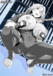 1girls artist_name big_breasts bimbo breasts bursting_breasts busty cleavage eyebrows eyelashes eyes female hair hips hourglass_figure human juuichi11 large_breasts legs light-skinned_female light_skin lips mature mature_female milf miss_hazard original original_character shiny short_hair thick thighs upper_body voluptuous waifusplit watermark