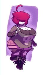 aged_up bbw bigdad chubby clothing female gaz_membrane huge_ass huge_breasts human invader_zim nickelodeon pale_skin polka_dot_background purple_background shortstack skeleton skeleton_clothing thicc_gaz thick_thighs white_background