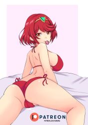 1girls ass big_breasts bikini breasts female female_only looking_at_viewer nintendo noboru_revista pyra red_bikini sideboob solo swimsuit tagme xenoblade_(series) xenoblade_chronicles_2