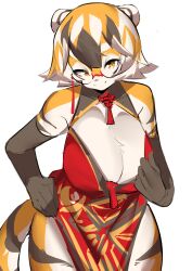 1girls anthro arknights aspirindabaitu big_breasts breasts chinese_clothes female glasses looking_at_viewer mx99926 orange_eyes smile solo solo_female tagme tiger tiger_girl waai_fu_(arknights)