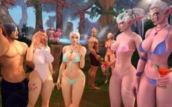 ass big_ass big_breasts big_butt bikini black_hair blood_elf blood_elf_male cheerry curvy curvy_figure eluney eluneylewds female human_(world_of_warcraft) iceillya male multiple_boys multiple_females multiple_girls multiple_males night_elf pussy swimsuit thick_thighs white_hair wide_hips world_of_warcraft yellow_hair