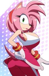 amy_rose behind cute furry huge_breasts kojiro-brushard lips pink_fur pink_hair pose sonic_(series) sonic_riders sonic_the_hedgehog_(series) upskirt wink winking_at_viewer