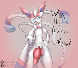 absurd_res animal_genitalia animal_penis anthro bondage bound canine_penis charming dominant draik eeveelution erection first_person_view fur generation_6_pokemon genitals hi_res knot leash leash_pull leashed_pov male male_only nintendo nude penis pokemon pokemon_(species) solo submissive submissive_pov sylveon text video_games