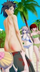 3d ass assisted_exposure blush clothed_female_nude_male danganronpa danganronpa_2:_goodbye_despair dominant_female embarrassed embarrassed_nude_male enm exposed_ass exposed_penis femdom hinata_hajime humiliation koikatsu koizumi_mahiru large_penis male malesub nanami_chiaki nude penis public_exposure public_humiliation saionji_hiyoko straight_hair submissive_male super_danganronpa_2 swimming_trunks swimming_trunks_down swimsuit ultimateenf