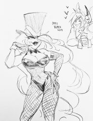 1boy 1girls black_hat_(villainous) breasts cartoon_network demencia_(villainous) female female_focus genderswap_(ftm) genderswap_(mtf) looking_pleasured male monocle rule_63 sharp_teeth suit text tight_clothing tight_fit villainous voluptuous